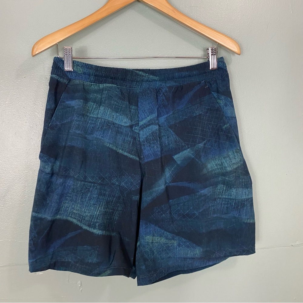 Lululemon Mens Pace Breaker Short Blue Printed Ombre Medium Lined